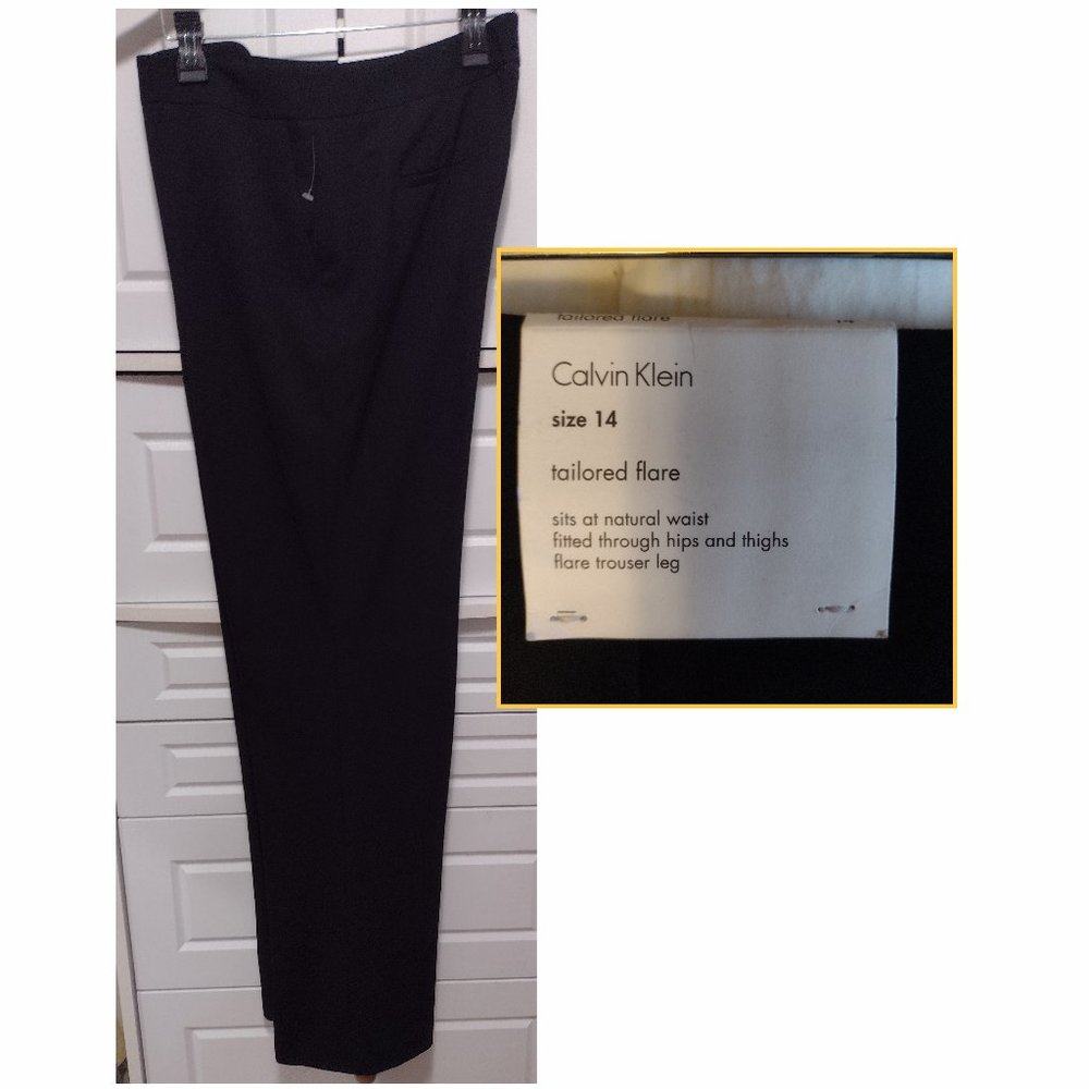 NWT Calvin Klien tailored flare trousers slits at natural waist fitted